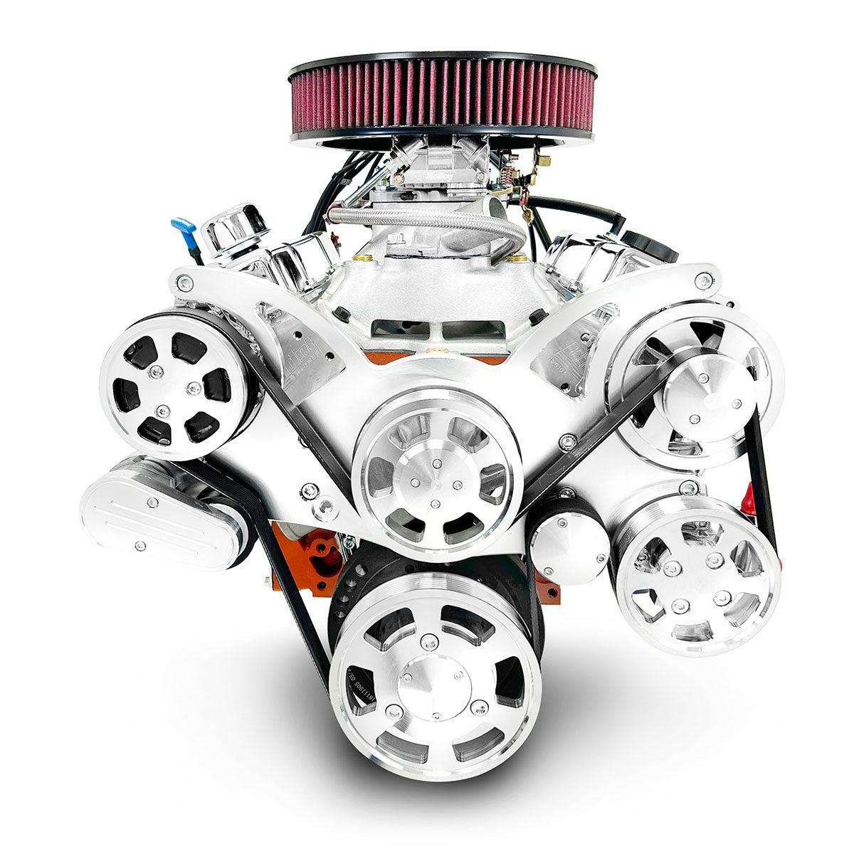 GM Small Block Compatible 454 c.i. Engine and 700R4 Automatic Transmission - 563 Horsepower - Standard Edition Builder Series - Polished Pulley Kit - Carbureted - Image 2