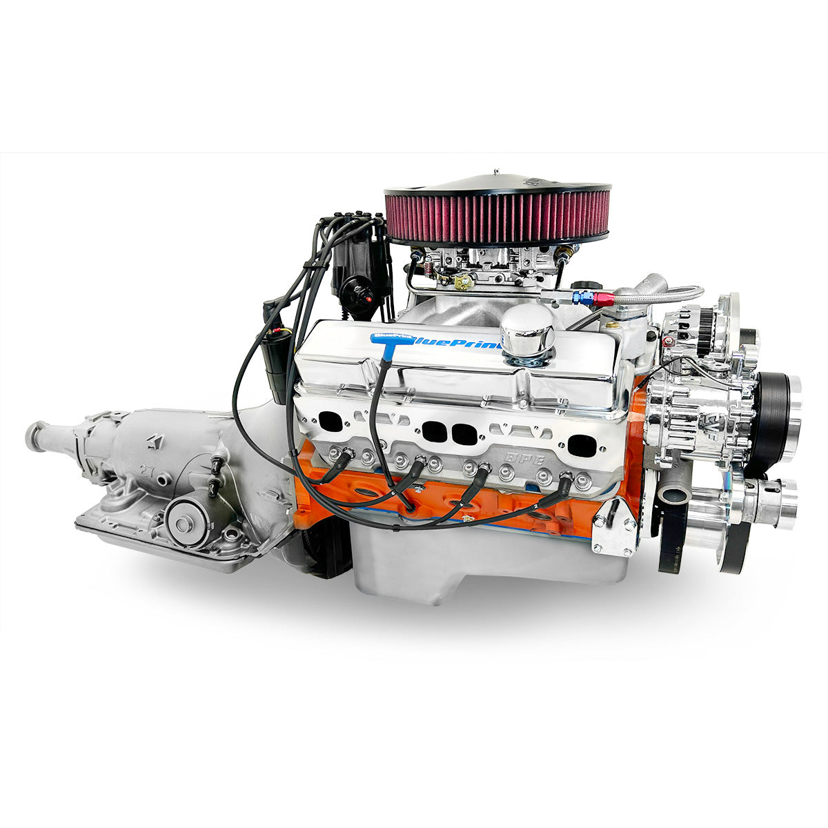 GM Small Block Compatible 454 c.i. Engine and 700R4 Automatic Transmission - 563 Horsepower - Standard Edition Builder Series - Polished Pulley Kit - Carbureted - Image 3