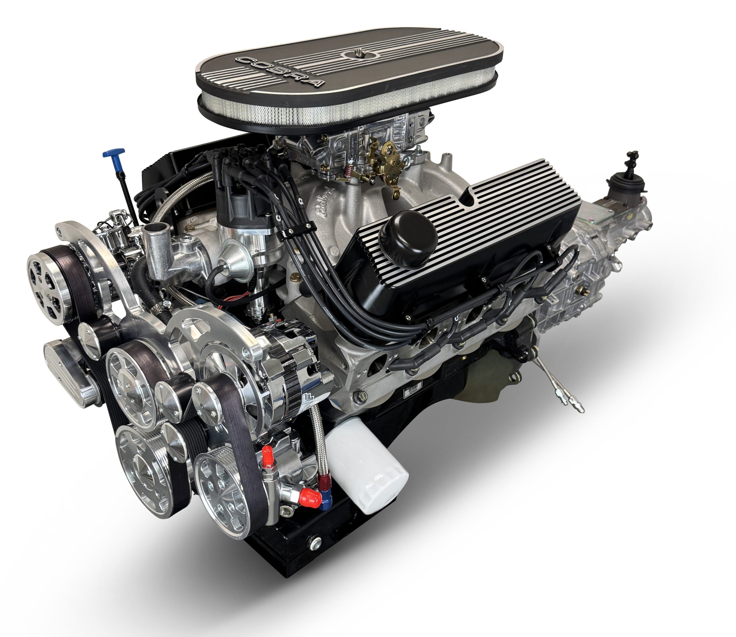 Ford Small Block Compatible 427 c.i. Engine and TKX Manual Transmission - 541 Horsepower - Cobra Edition Builder Series - Polished Pulley Kit - Carbureted