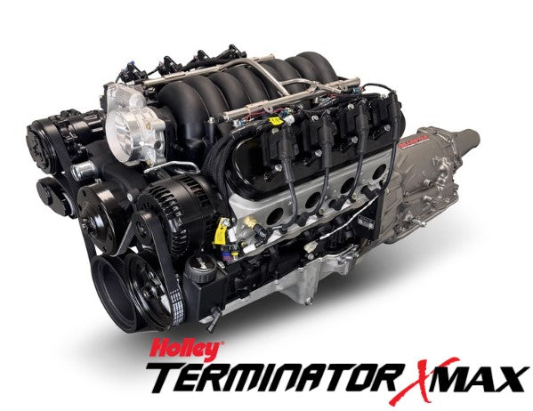 GM LS Compatible 376 c.i. Engine and 4L65/70E Automatic Transmission - 530 Horsepower - Standard Edition Builder Series - Black Pulley Kit - Holley Terminator X EFI System