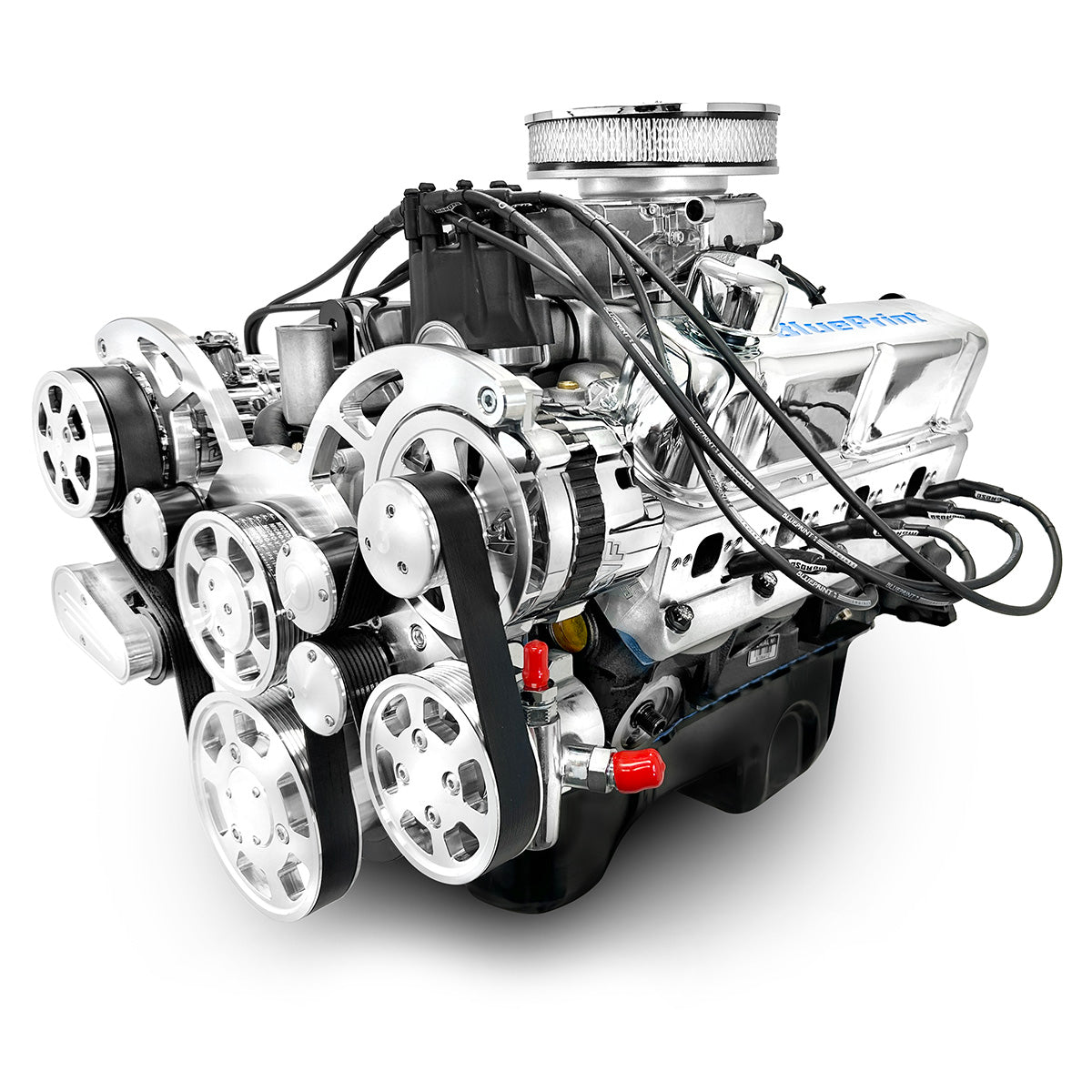 Ford Small Block Compatible 302 c.i. Engine - 361 Horsepower - Deluxe Dressed - Polished Pulley Kit - Rear Sump - Fuel Injected