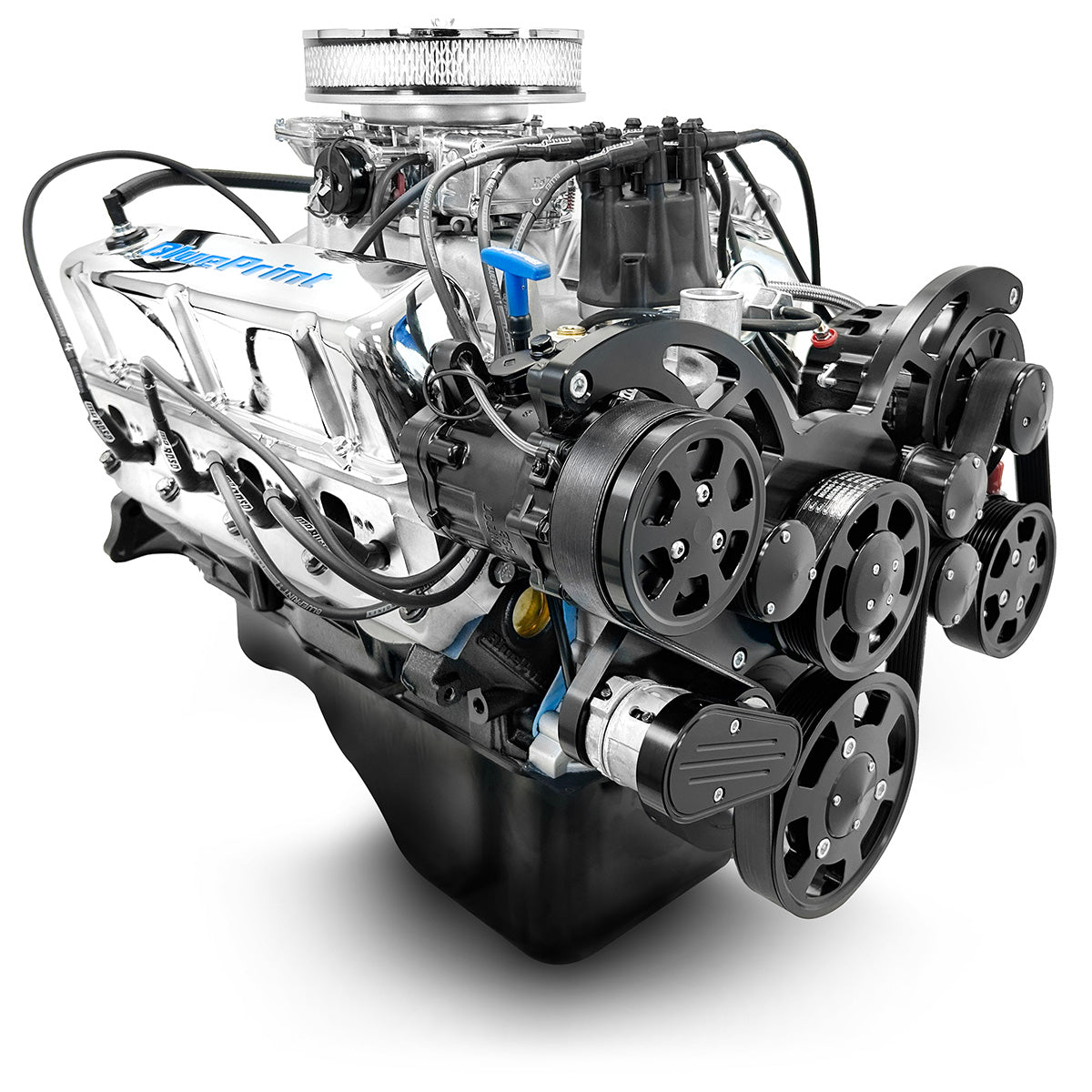 Ford Small Block Compatible 347 c.i. Engine - 415 Horsepower - Deluxe Dressed with Black Pulley Kit - Carbureted - Image 3