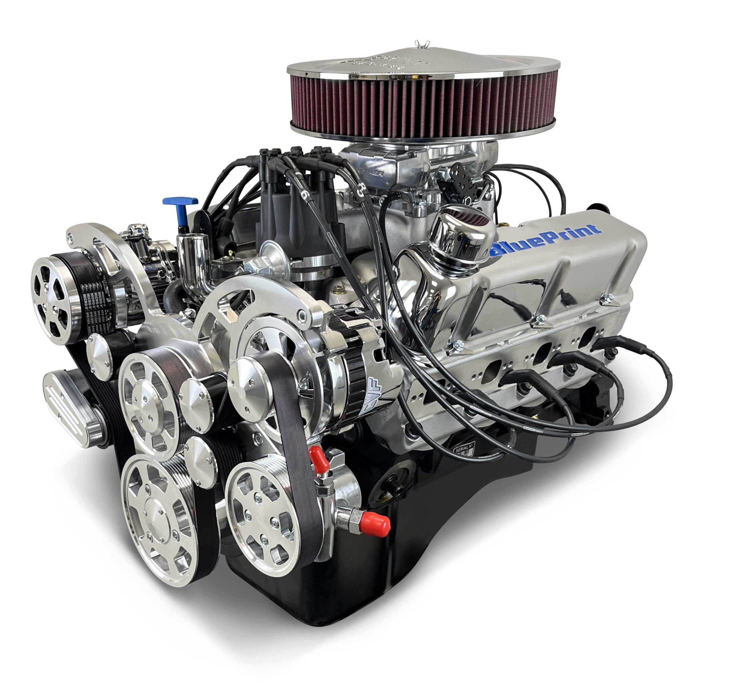 Ford Small Block Compatible 347 c.i. Engine - 415 Horsepower - Deluxe Dressed with Polished Pulley Kit - Fuel Injected