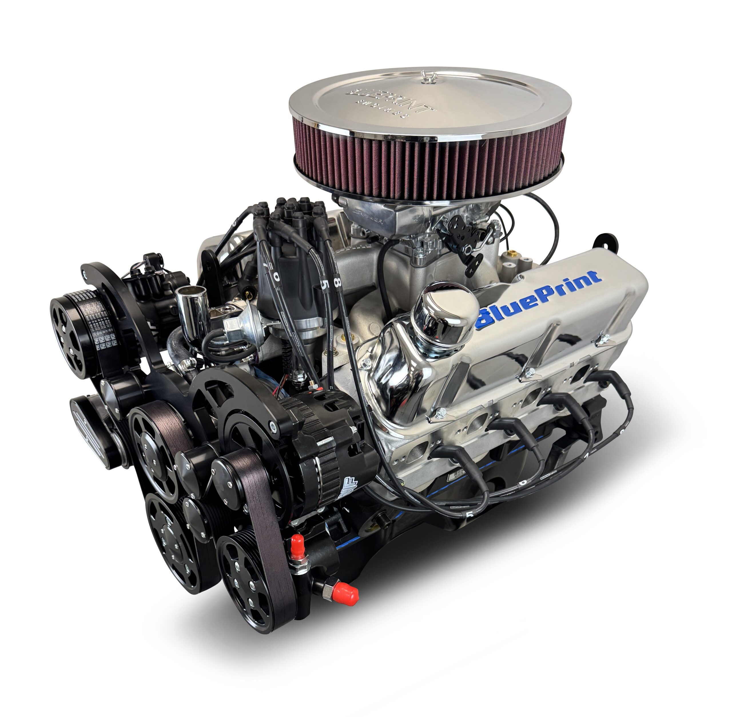 Ford Small Block Compatible 347 c.i. Engine - 415 Horsepower - Deluxe Dressed - Black Pulley Kit - Rear Sump - Fuel Injected
