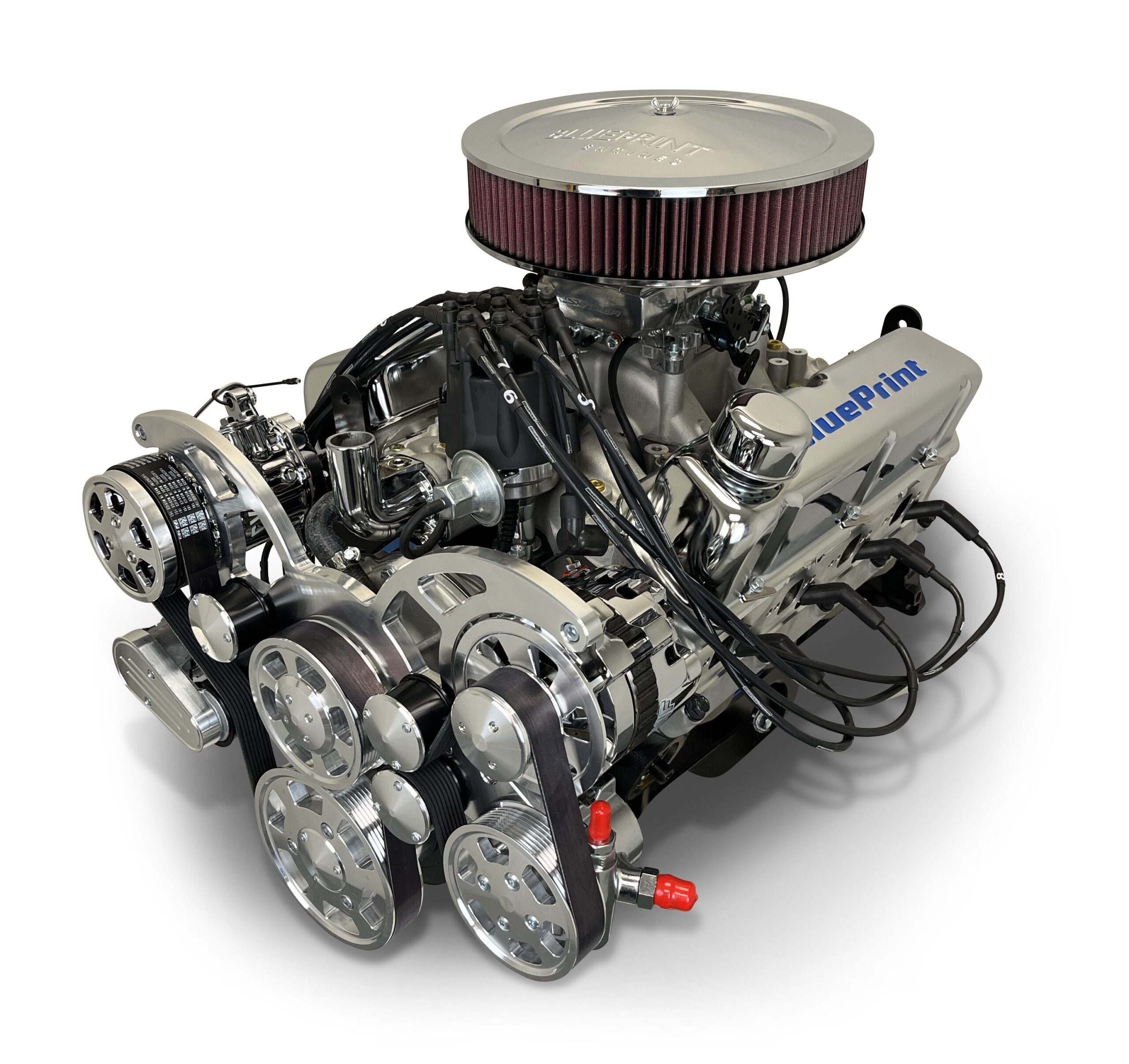 Ford Small Block Compatible 347 c.i. Engine - 415 Horsepower - Deluxe Dressed - Polished Pulley Kit - Rear Sump - Fuel Injected