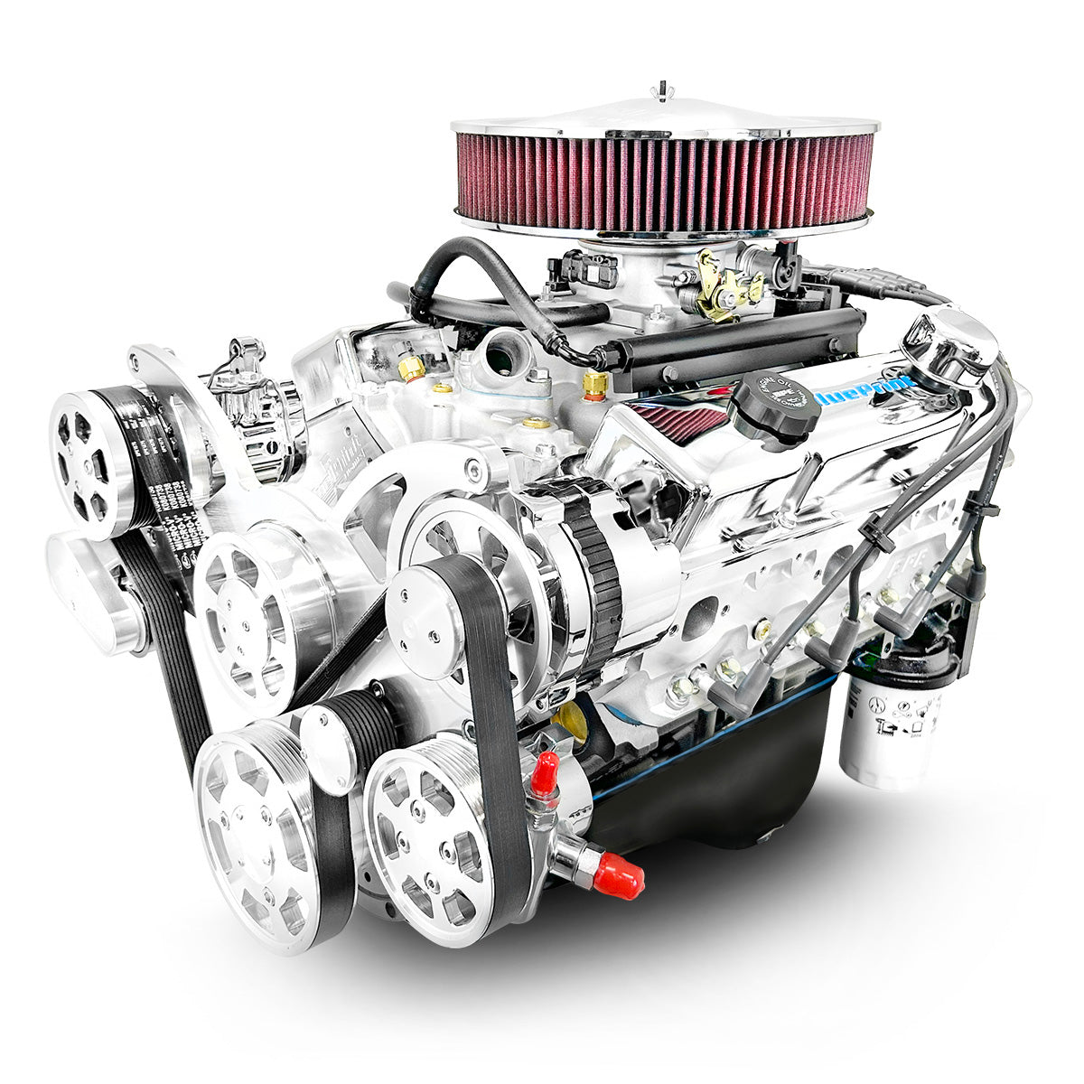 GM Small Block Compatible 400 c.i. Engine - 500 HP - Deluxe Dressed with Polished Pulley Kit - Multi-Port Fuel Injected