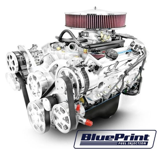 GM Small Block Compatible 383 c.i. Engine - 436 Horsepower - Deluxe Dressed - Polished Pulley Kit - BluePrint Engines Calibrated ECU