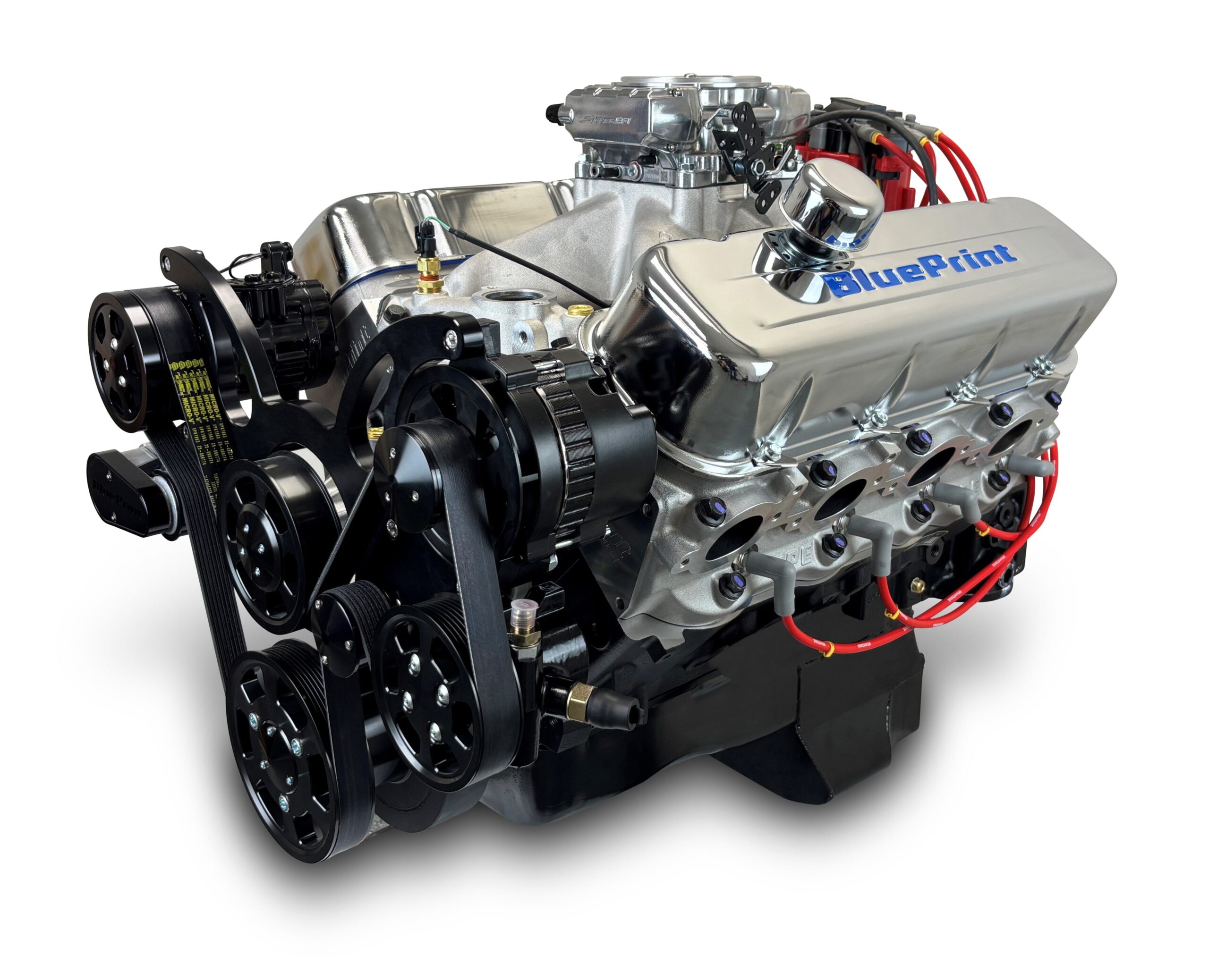 GM Big Block Compatible 496 c.i. Engine - 600 Horsepower - Deluxe Dressed - Black Pulley Kit - Fuel Injected