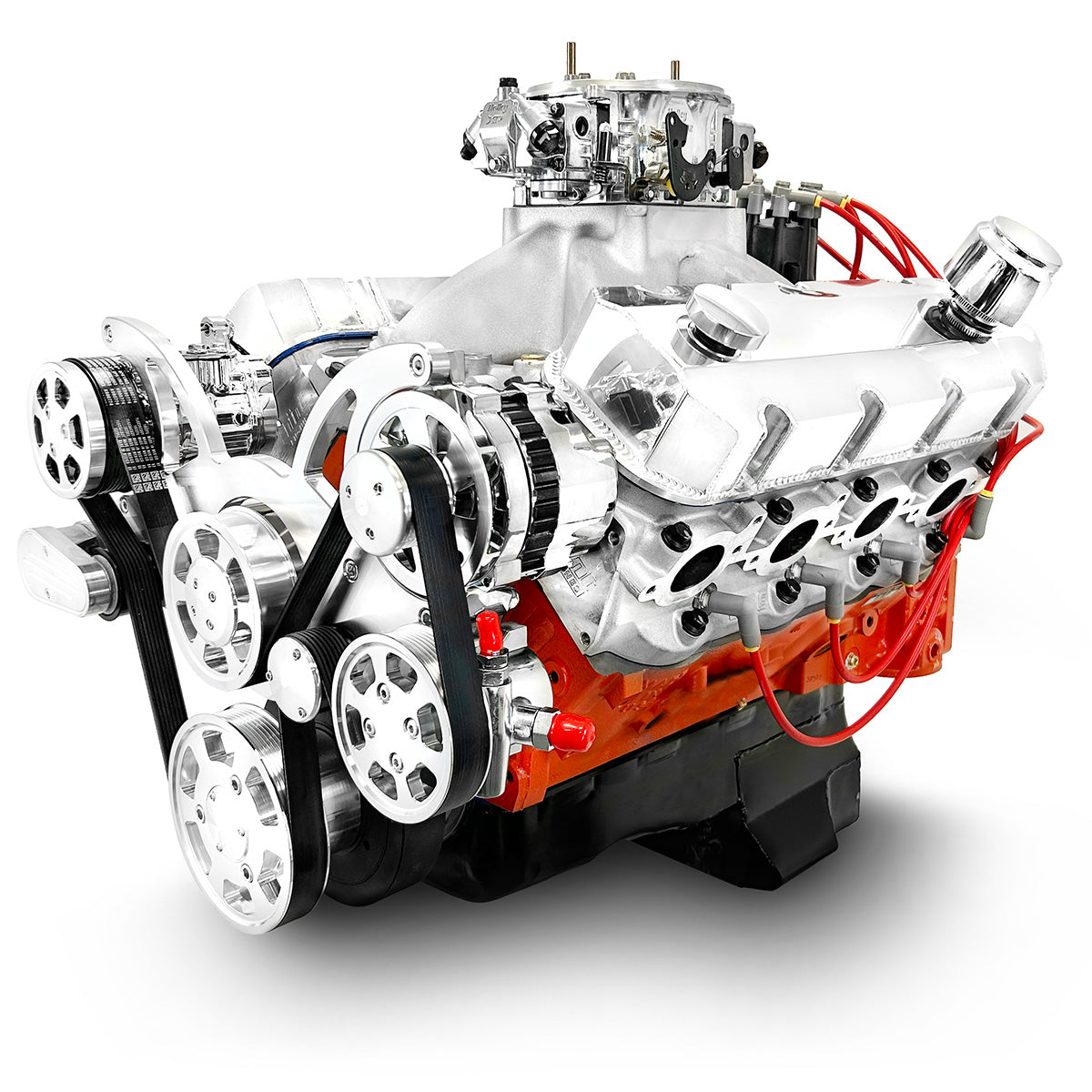 BluePrint Motorsports GM Big Block Compatible 632 c.i. Pro Series Engine - 815 Horsepower - Deluxe Dressed - Polished Pulley Kit - Carbureted