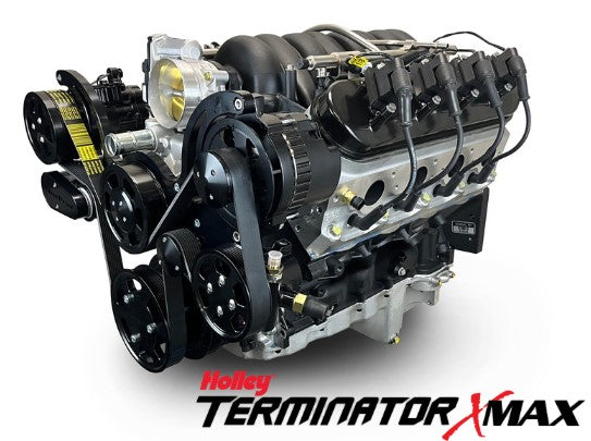 GM LS Compatible 376 c.i. Pro Series Engine - 530 Horsepower - Deluxe Dressed - Black Pulley Kit - Holley Terminator X EFI System