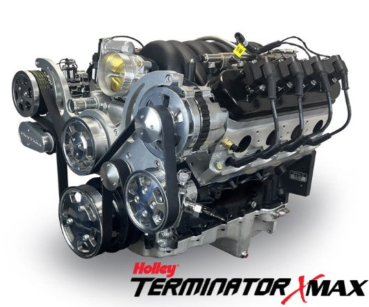 GM LS Compatible 427 c.i. Pro Series Engine - 605 Horsepower - Deluxe Dressed - Polished Pulley Kit - Holley Terminator X EFI System
