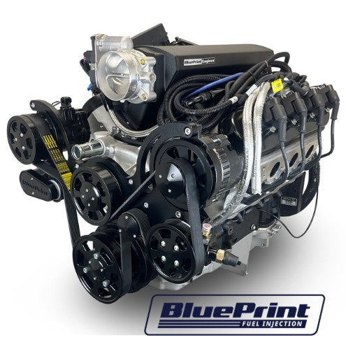 GM LS Compatible 427 c.i. Pro Series Engine - 600 Horsepower - Deluxe Dressed - Black Pulley Kit - BluePrint Engines Calibrated ECU